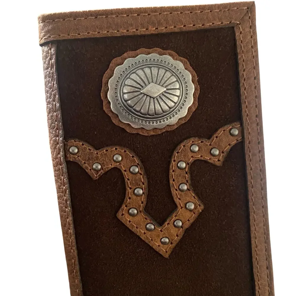 NWT Justin Jr. Rodeo Wallet Genuine Leather And Suede RFID (24010481W3) Studded